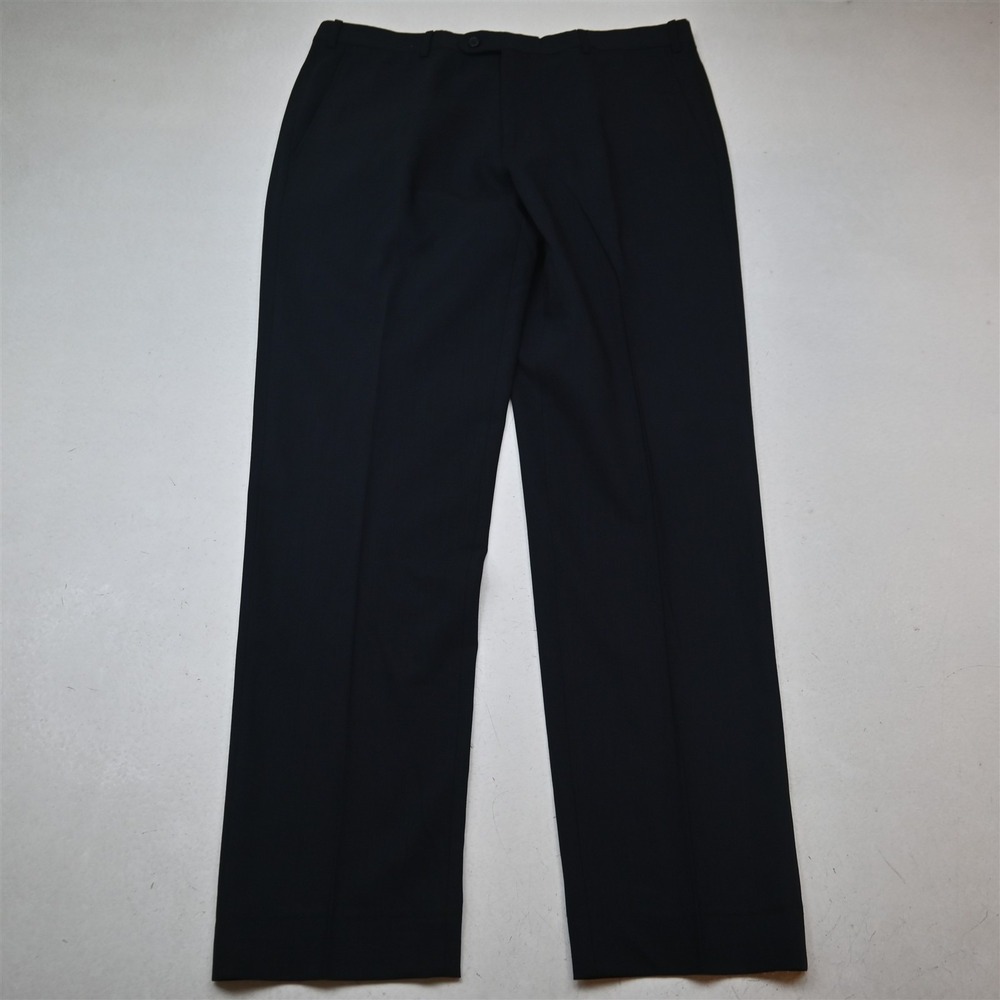 Santorelli 36x34 Navy Blue 100% Wool Pino Flat Front Straight Dress Mens Pants